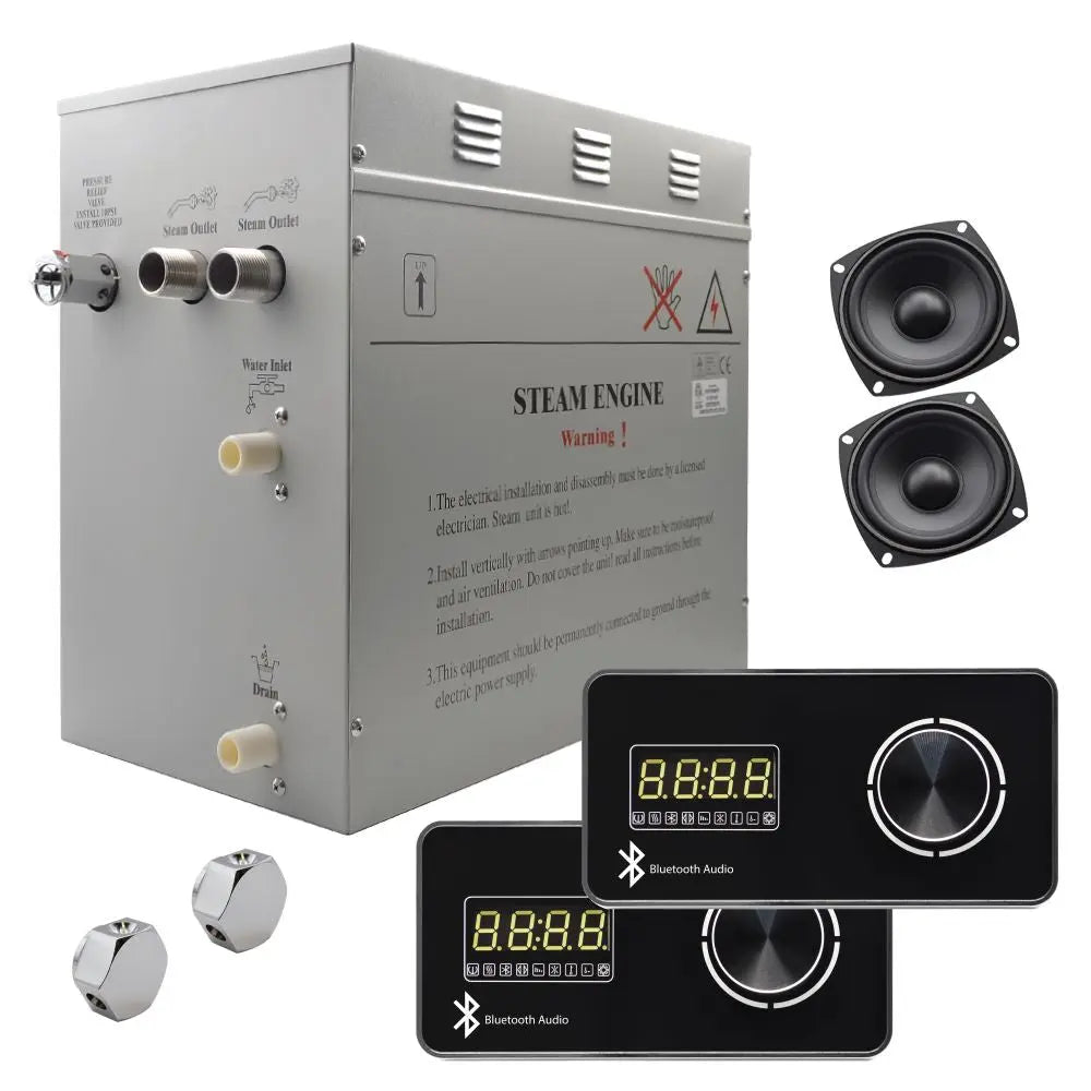 Steam Planet Superior Encore Plus 12kw Self-Draining Steam Bath Generator with Dual Bluetooth Horizontal Digital Keypads in Black-Steam Generator-Homeward Bath-Luxury Steam Showers