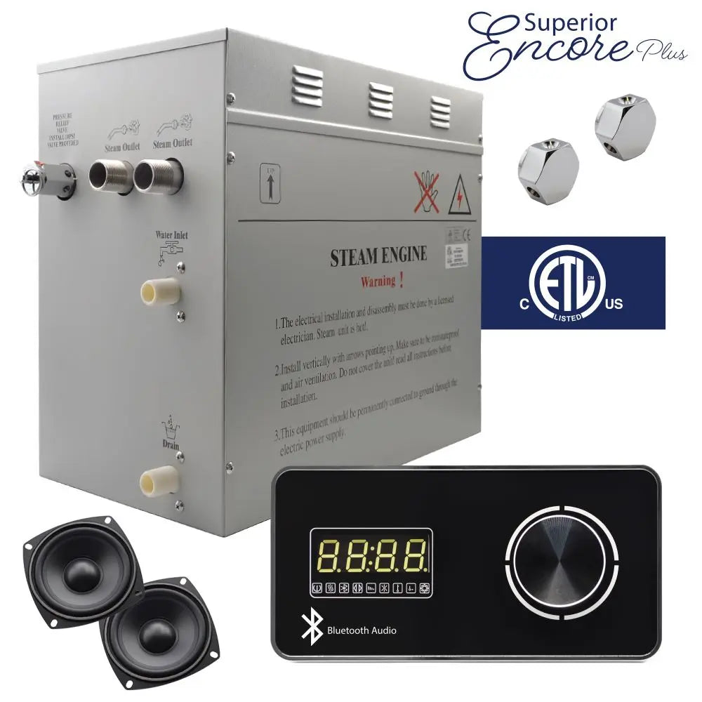 Steam Planet Superior Encore Plus 12kw Self-Draining Steam Bath Generator with Bluetooth Horizontal Digital Keypad in Black-Steam Generator-Homeward Bath-Luxury Steam Showers