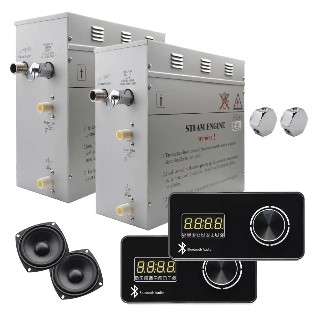 Steam Planet Superior Encore Plus 18kw Self-Draining Steam Bath Generator with Dual Bluetooth Horizontal Digital Keypads in Black-Steam Generator-Homeward Bath-Luxury Steam Showers
