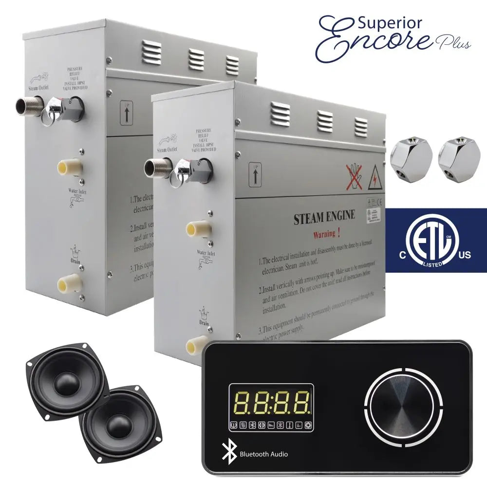 Steam Planet Superior Encore Plus 18kw Self-Draining Steam Bath Generator with Bluetooth Horizontal Digital Keypad in Black-Steam Generator-Homeward Bath-Luxury Steam Showers