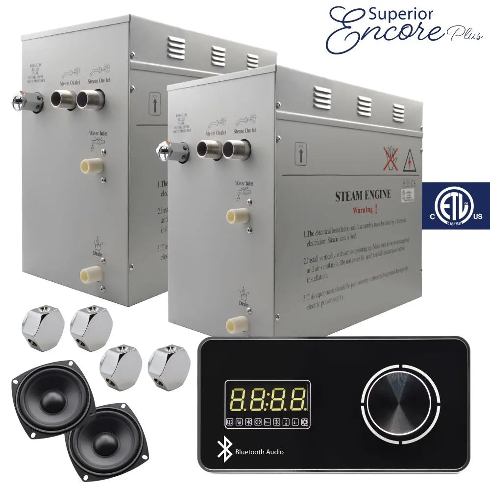 Steam Planet Superior Encore Plus 24kw Self-Draining Steam Bath Generator with Bluetooth Horizontal Digital Keypad in Black-Steam Generator-Homeward Bath-Luxury Steam Showers