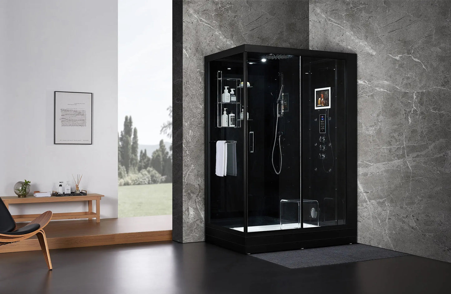 Black Platinum Anzio-R Steam Shower-Walk-In-Maya Bath-Luxury Steam Showers