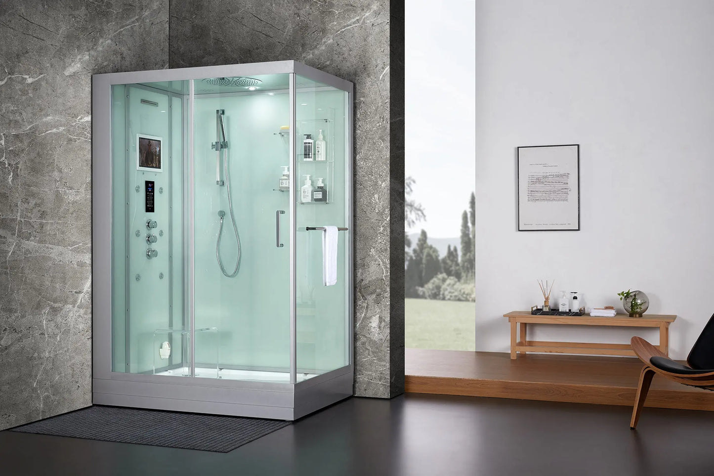 White Platinum Anzio-L Steam Shower-Walk-In-Maya Bath-Luxury Steam Showers
