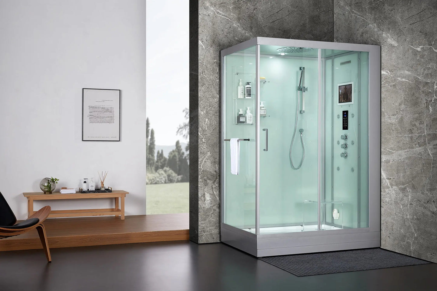 White Platinum Anzio-R Steam Shower-Walk-In-Maya Bath-Luxury Steam Showers