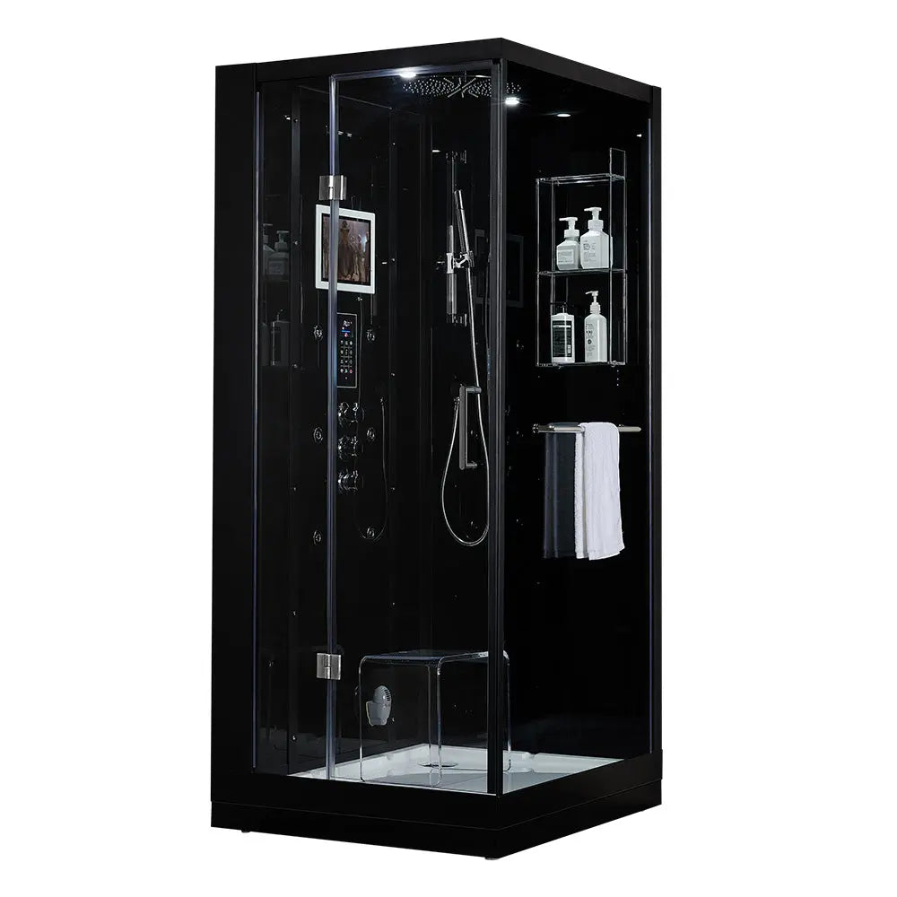 Black Platinum Arezzo-L Steam Shower-Walk-In-Maya Bath-Luxury Steam Showers