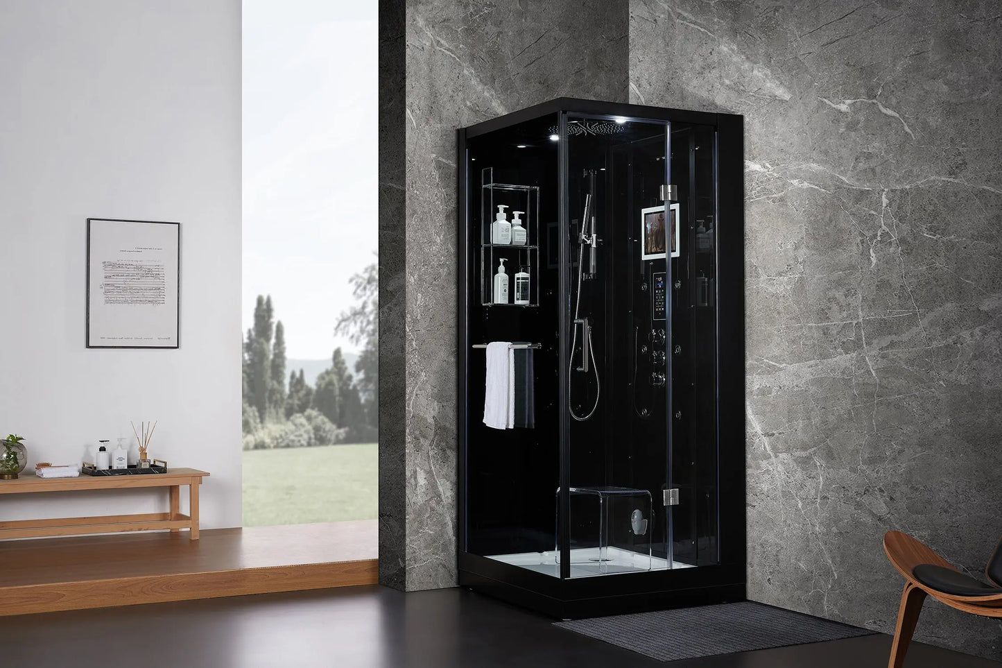 Black Platinum Arezzo-R Steam Shower-Walk-In-Maya Bath-Luxury Steam Showers