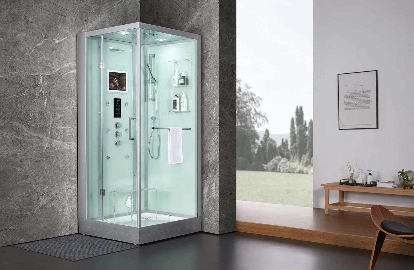 White Platinum Arezzo-L Steam Shower-Walk-In-Maya Bath-Luxury Steam Showers
