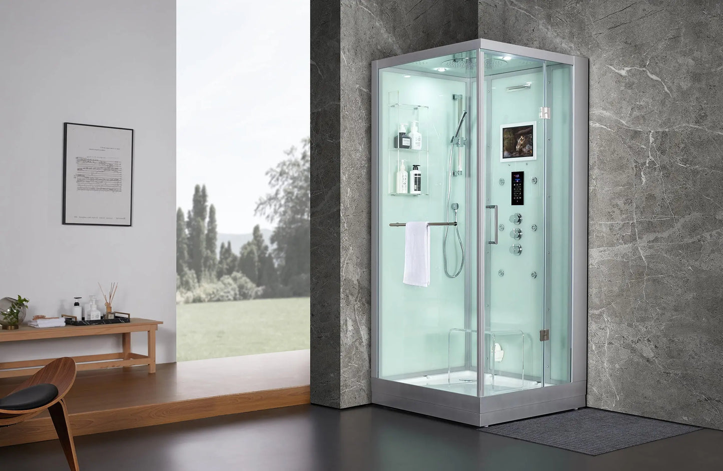 White Platinum Arezzo-R Steam Shower-Walk-In-Maya Bath-Luxury Steam Showers