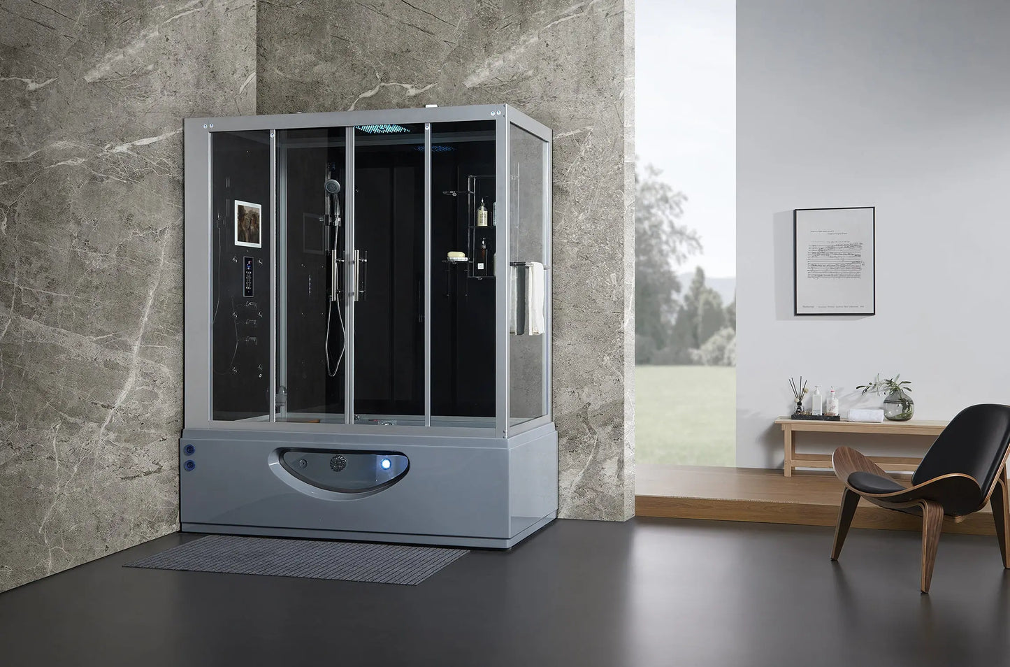 Gray Platinum Catania-L Steam Shower-Steam Shower-Tub Combo-Maya Bath-Luxury Steam Showers