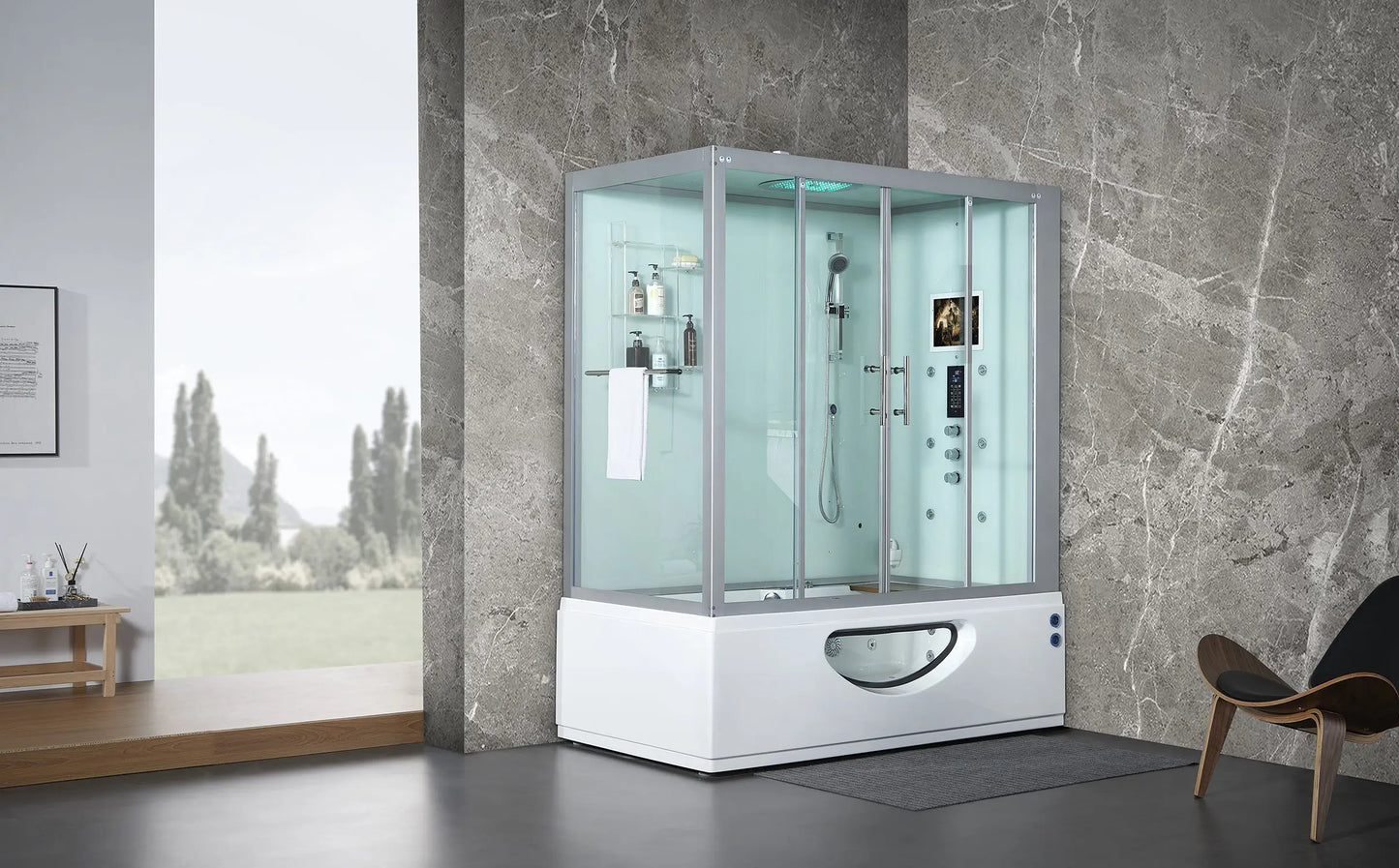 White Platinum Catania-R Steam Shower-Steam Shower-Tub Combo-Maya Bath-Luxury Steam Showers