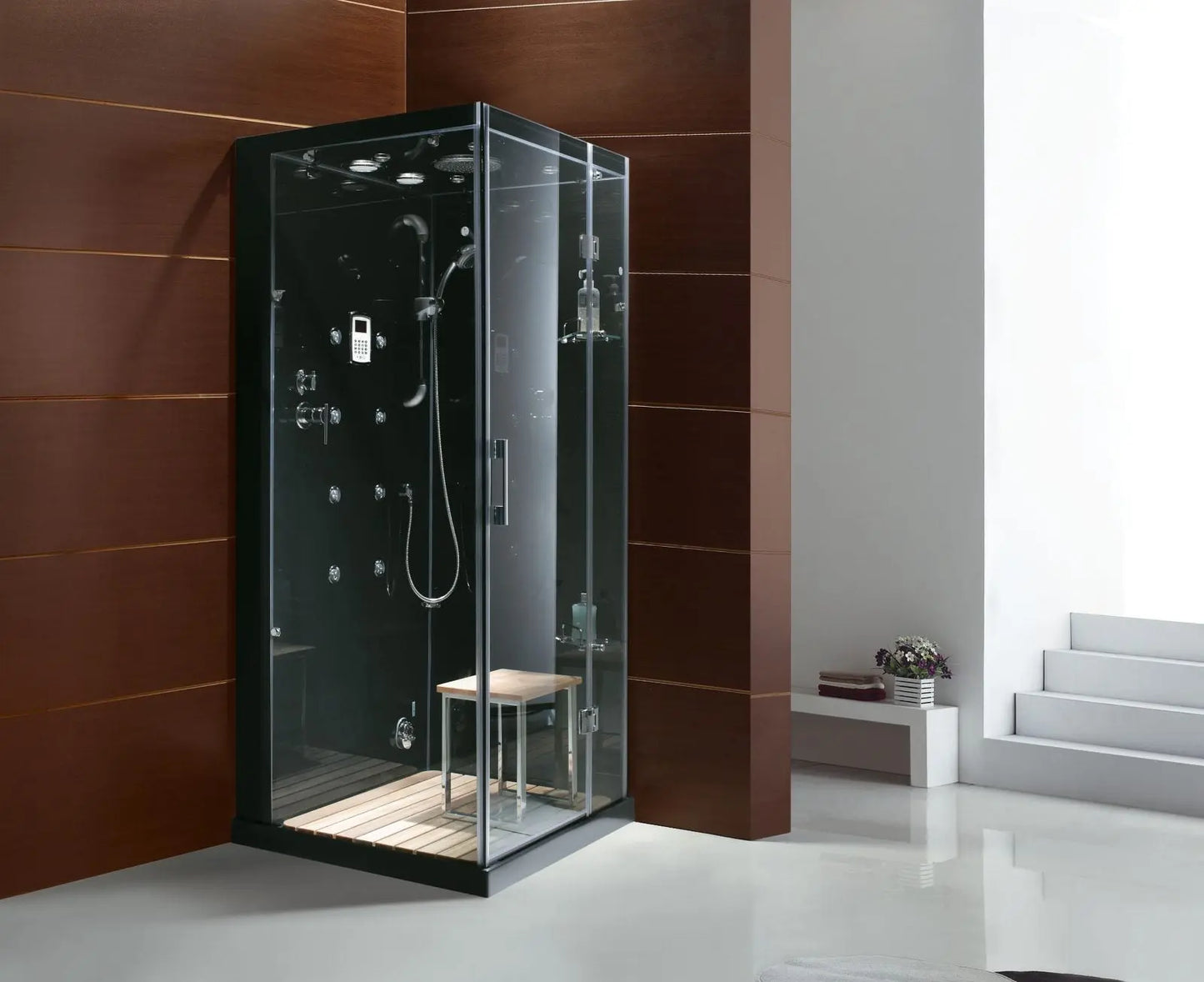 Black Jupiter-L Steam Shower-Walk-In-Homeward Bath-Luxury Steam Showers