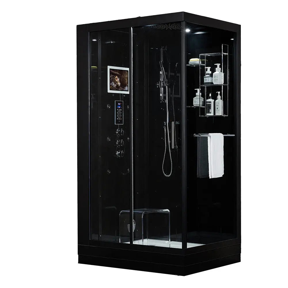 Black Platinum Lucca-L Steam Shower-Walk-In-Maya Bath-Luxury Steam Showers