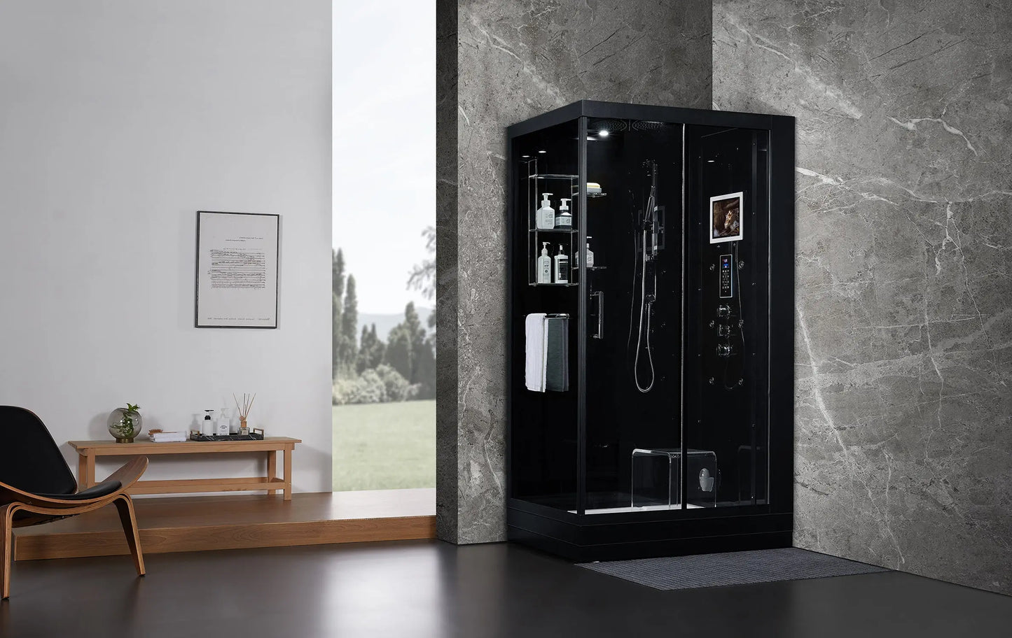 Black Platinum Lucca-R Steam Shower-Walk-In-Maya Bath-Luxury Steam Showers
