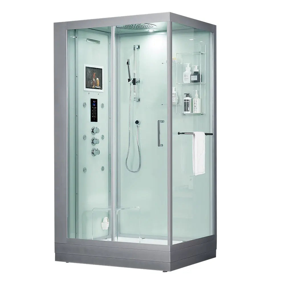 White Platinum Lucca-L Steam Shower-Walk-In-Maya Bath-Luxury Steam Showers