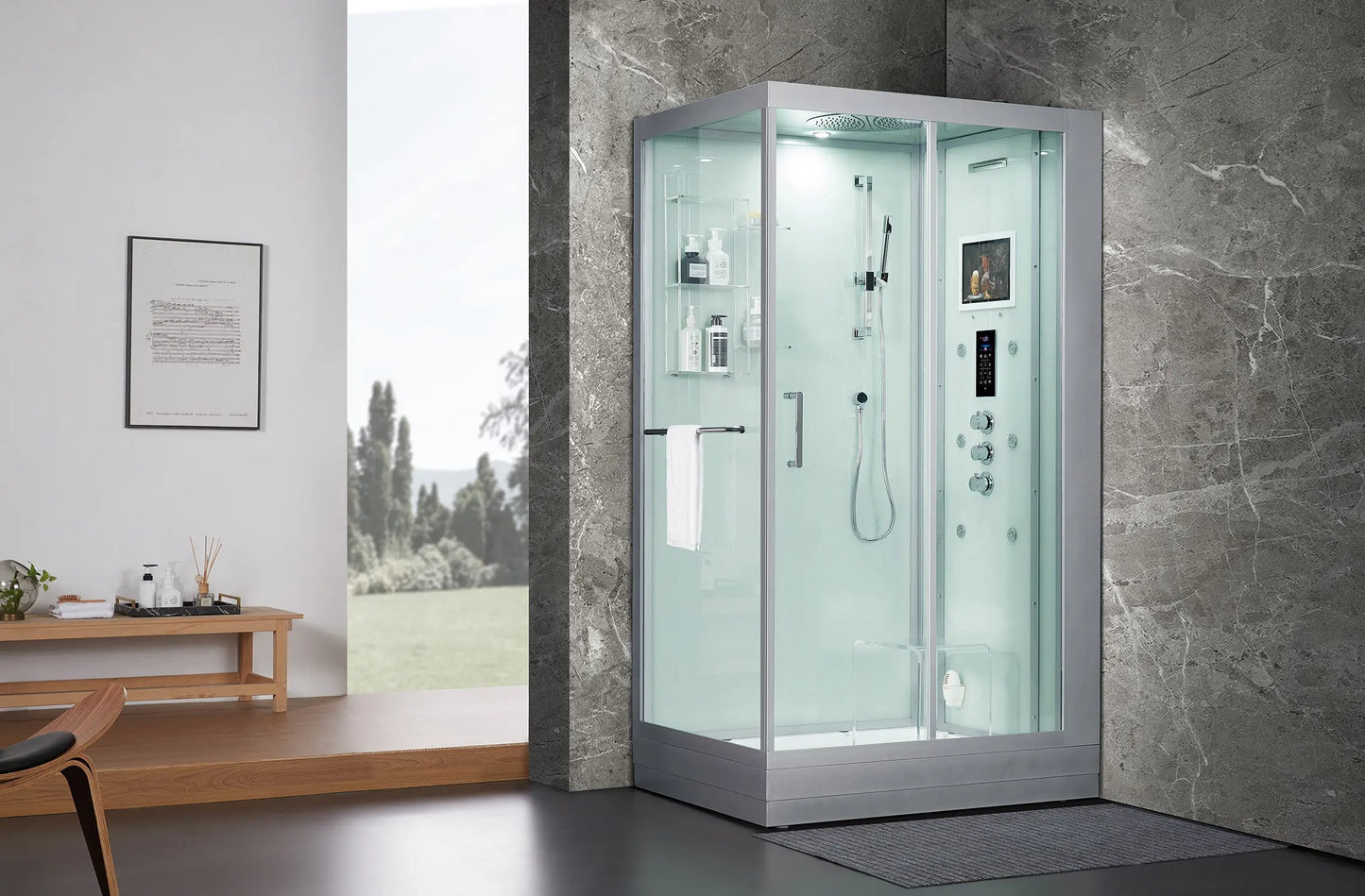 White Platinum Lucca-R Steam Shower-Walk-In-Maya Bath-Luxury Steam Showers