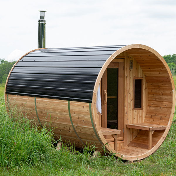 Canadian Timber Harmony Electric Sauna-Outdoor Sauna-Dundalk Leisurecraft-None-Black Metal Roof-Luxury Steam Showers