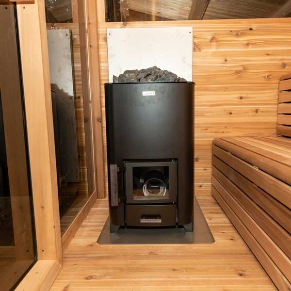 Canadian Timber Georgian Cabin with Changeroom Wood Burning Sauna-Outdoor Sauna-Dundalk Leisurecraft-Narvi NC 16 Black Wood Burning Heater-None-Luxury Steam Showers