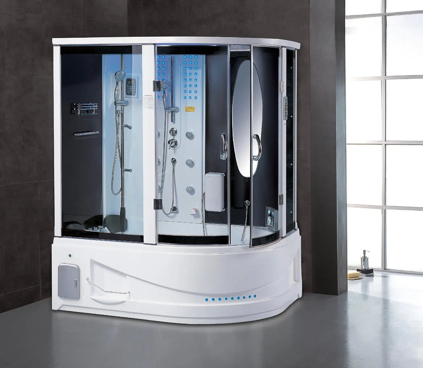 White Siena-L Steam Shower-Steam Shower-Tub Combo-Maya Bath-Luxury Steam Showers