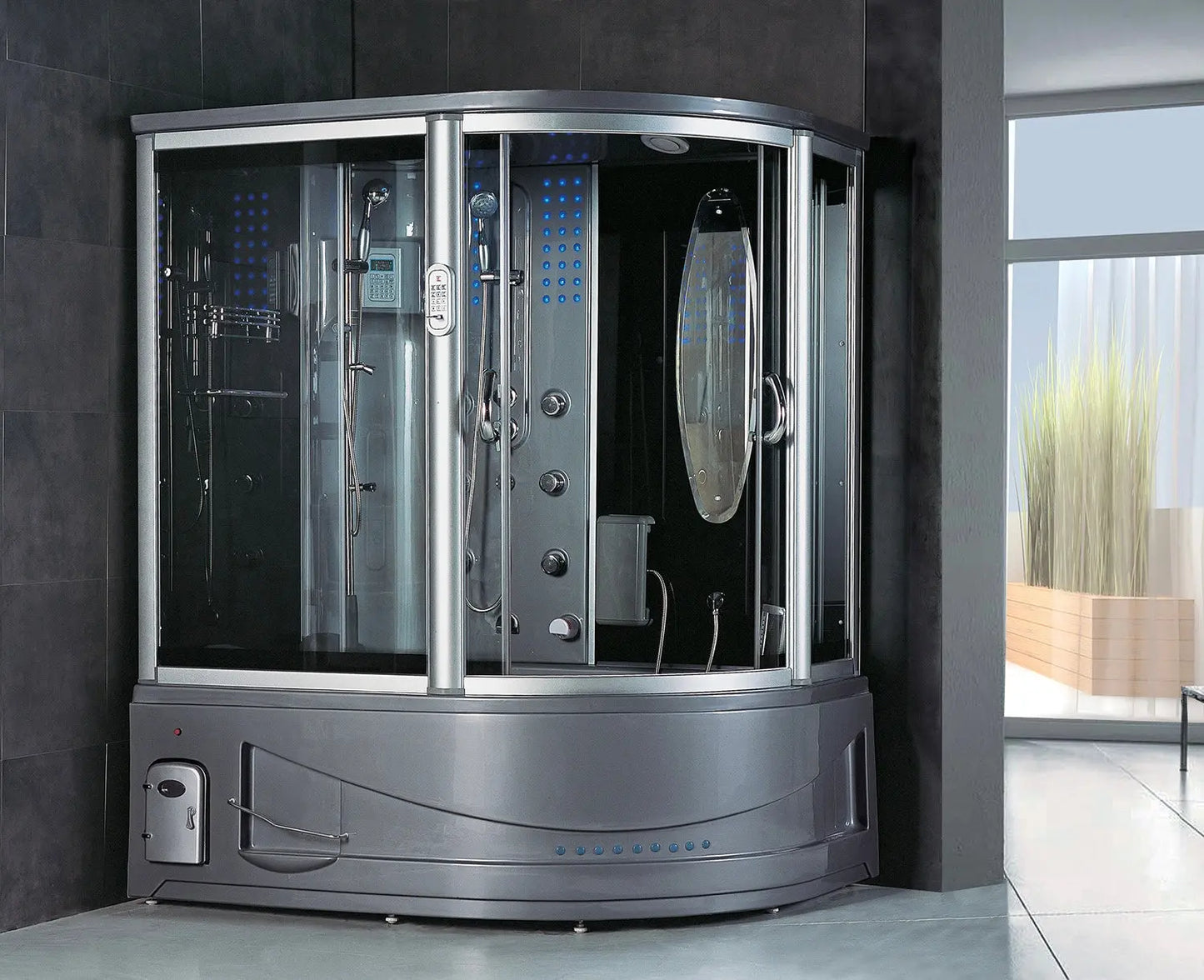 Gray Siena-L Steam Shower-Steam Shower-Tub Combo-Maya Bath-Luxury Steam Showers
