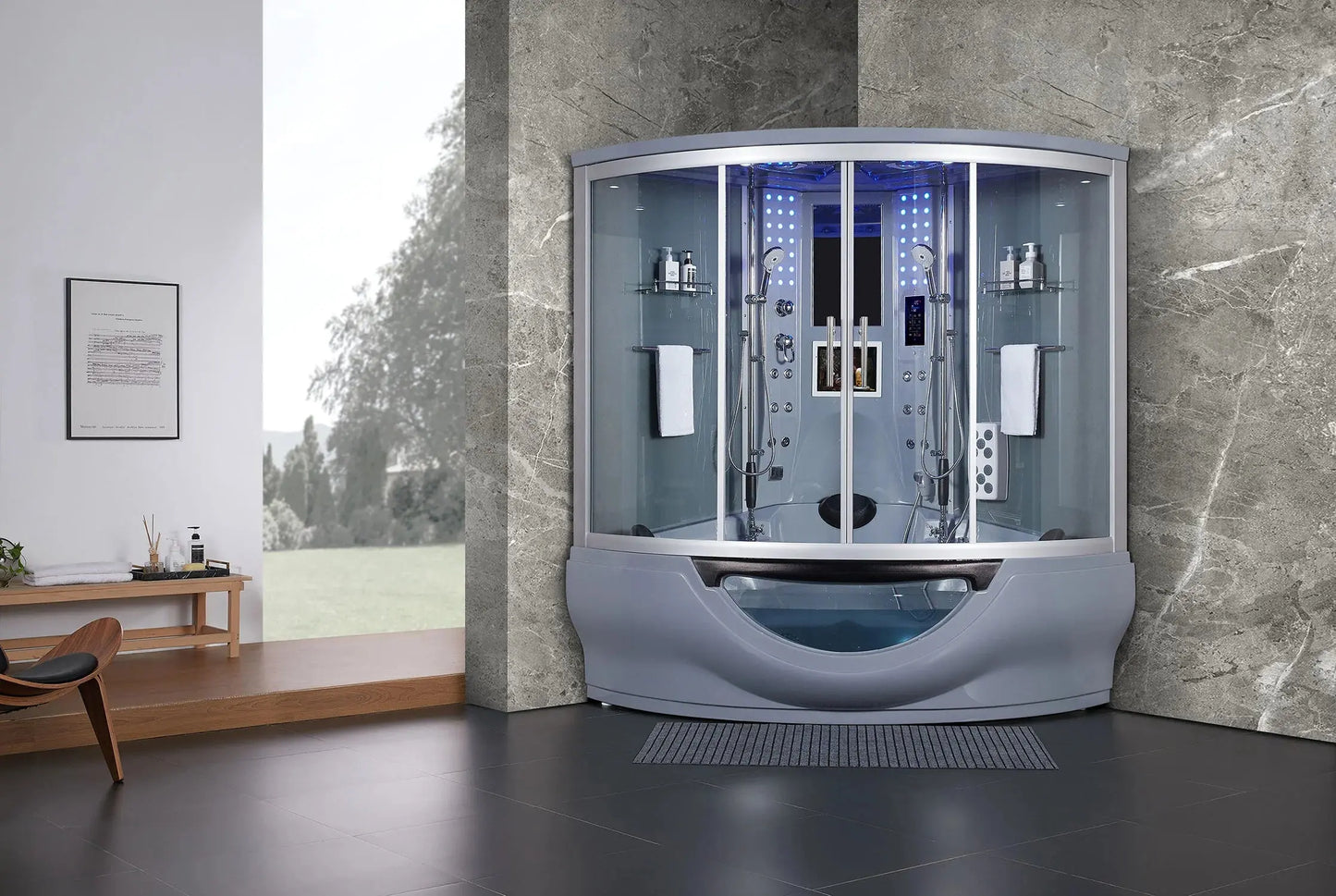 Gray Platinum Superior Steam Shower-Steam Shower-Tub Combo-Maya Bath-Luxury Steam Showers