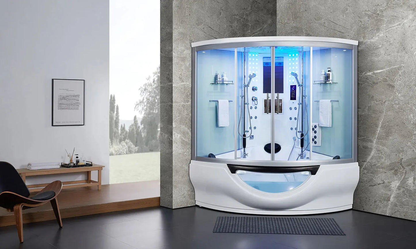 White Platinum Superior Steam Shower-Steam Shower-Tub Combo-Maya Bath-Luxury Steam Showers