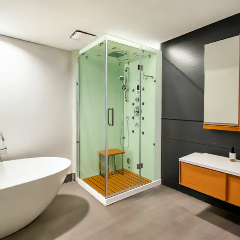 White Jupiter Plus-R Steam Shower-Walk-In-Homeward Bath-Luxury Steam Showers