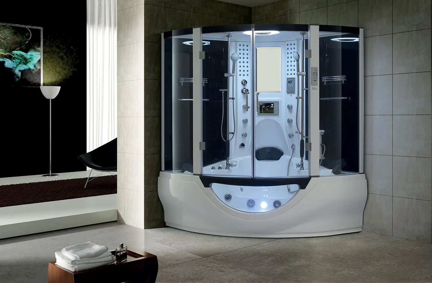 White Valencia Steam Shower-Steam Shower-Tub Combo-Maya Bath-Luxury Steam Showers