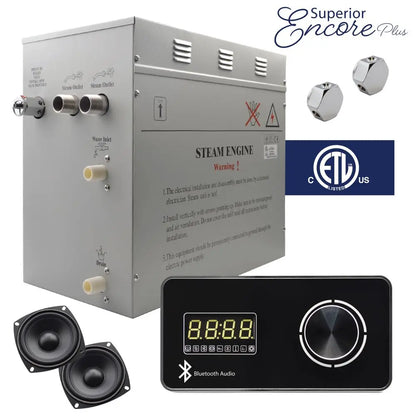Steam Planet Superior Encore Plus 12kw Self-Draining Steam Bath Generator with Bluetooth Horizontal Digital Keypad in Black-Steam Generator-Homeward Bath-Luxury Steam Showers
