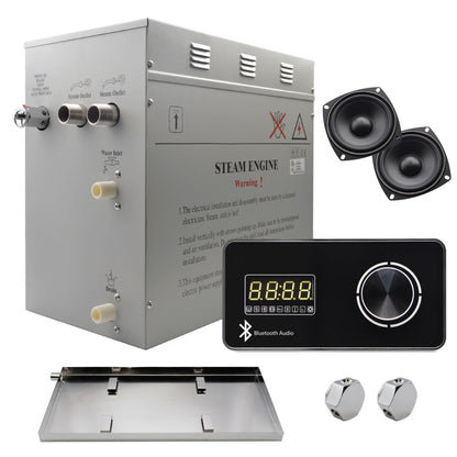 Steam Planet Superior Encore Plus 12kw Self-Draining Steam Bath Generator with Bluetooth Horizontal Digital Keypad in Black and a Drip Pan-Steam Generator-Homeward Bath-Luxury Steam Showers