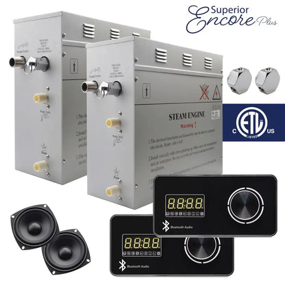Steam Planet Superior Encore Plus 18kw Self-Draining Steam Bath Generator with Dual Bluetooth Horizontal Digital Keypads in Black-Steam Generator-Homeward Bath-Luxury Steam Showers