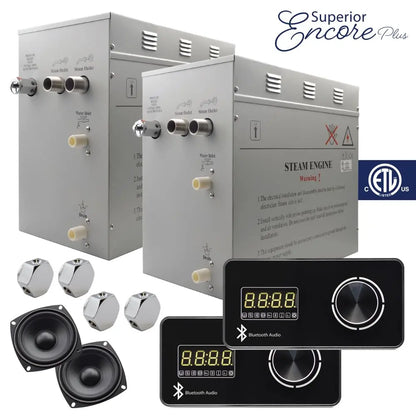 Steam Planet Superior Encore Plus 24kw Self-Draining Steam Bath Generator with Dual Bluetooth Horizontal Digital Keypads in Black-Steam Generator-Homeward Bath-Luxury Steam Showers