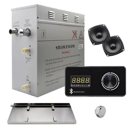 Steam Planet Superior Encore Plus 9kw Self-Draining Steam Bath Generator with Bluetooth Horizontal Digital Keypad in Black and a Drip Pan-Steam Generator-Homeward Bath-Luxury Steam Showers