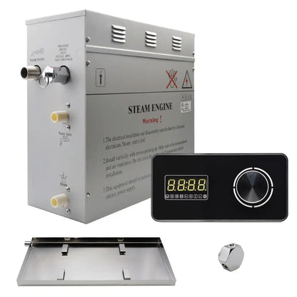 Steam Planet Superior Encore 9kw Self-Draining Steam Bath Generator Kit with Horizontal Digital Keypad in Black and a Drip Pan-Steam Generator-Homeward Bath-Luxury Steam Showers