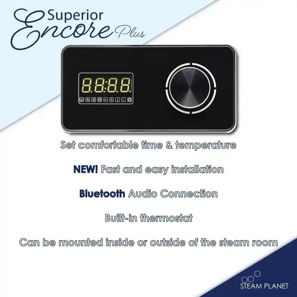 Steam Planet Superior Encore Plus 24kw Self-Draining Steam Bath Generator with Dual Bluetooth Horizontal Digital Keypads in Black-Steam Generator-Homeward Bath-Luxury Steam Showers