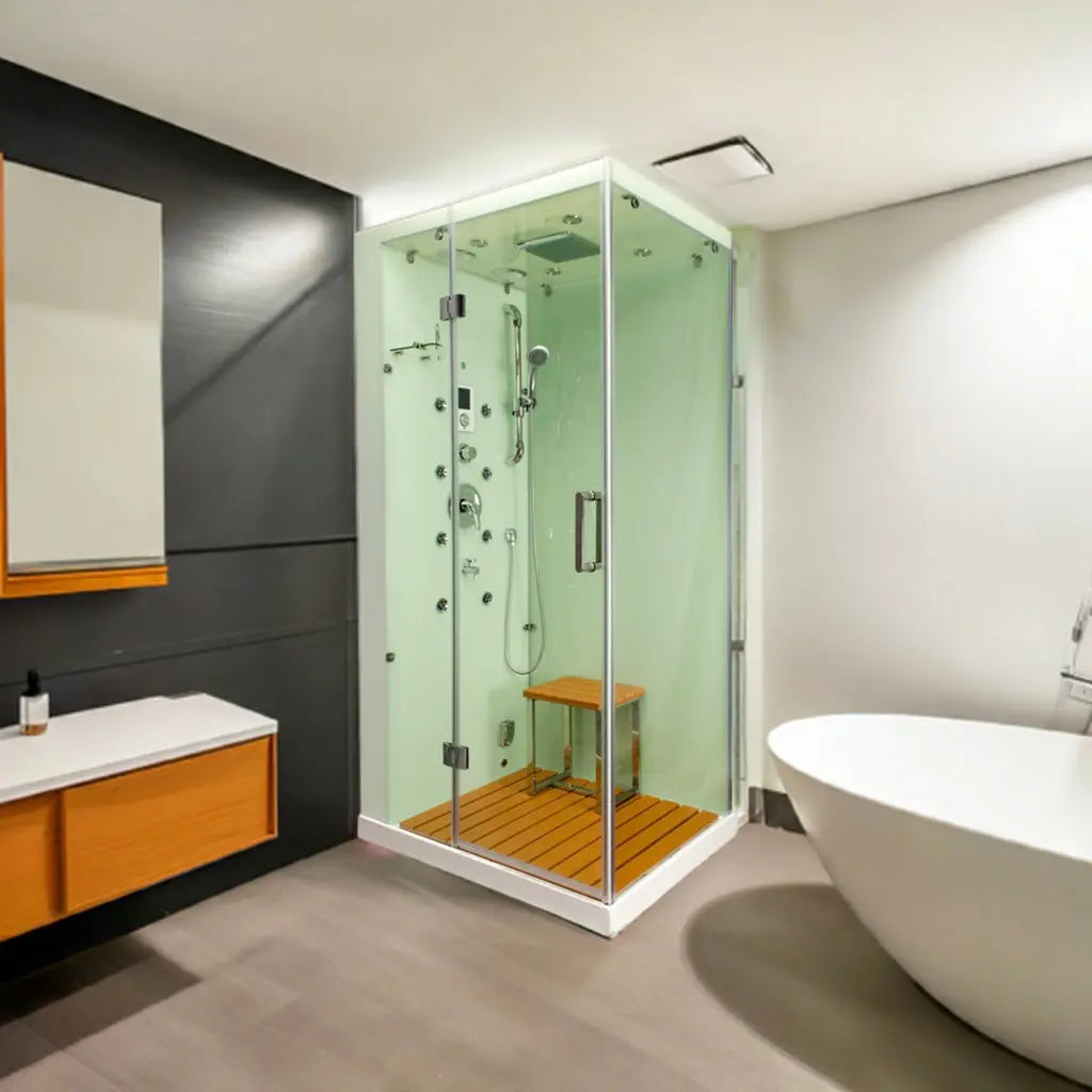 White Jupiter Plus-L Steam Shower-Walk-In-Homeward Bath-Luxury Steam Showers